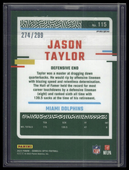 2023 Donruss Optic #115 Jason Taylor Aqua #/299
