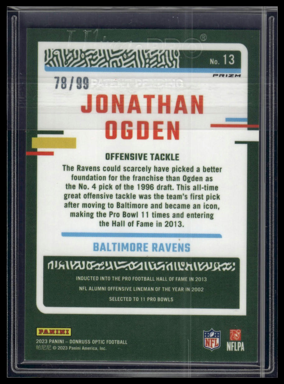 2023 Donruss Optic #13 Jonathan Ogden Red #/99