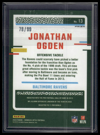 2023 Donruss Optic #13 Jonathan Ogden Red #/99