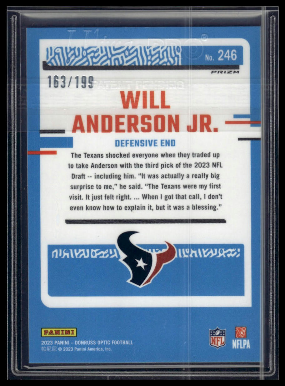 2023 Donruss Optic #246 Will Anderson Jr. Blue #/199