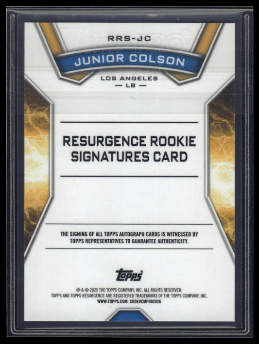 2024 Topps Resurgence #RRS-JC Junior Colson Resurgence Rookie Signatures