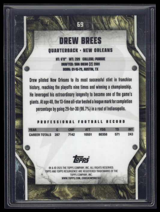 2024 Topps Resurgence #69 Drew Brees Navy Surge #/275