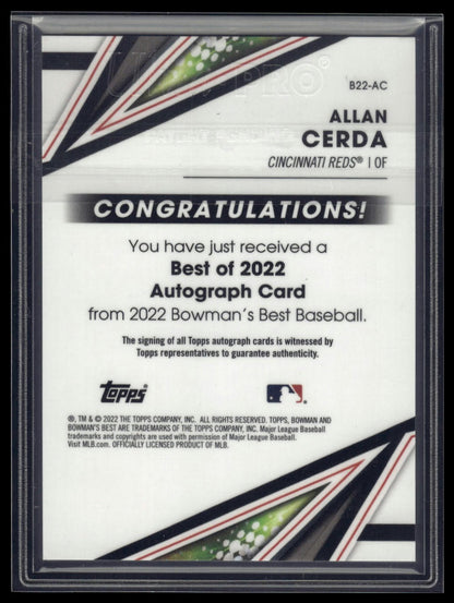 2022 Bowman's Best #B22-AC Allan Cerda Auto Green Refractor #/99