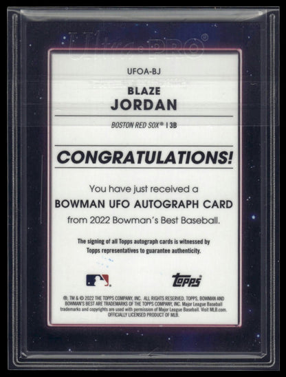2022 Bowman's Best #UFOA-BJ Blaze Jordan UFO Autographs #/250