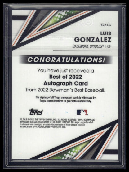2022 Bowman's Best #B22-LG Luis Gonzalez Best of 2022 Auto