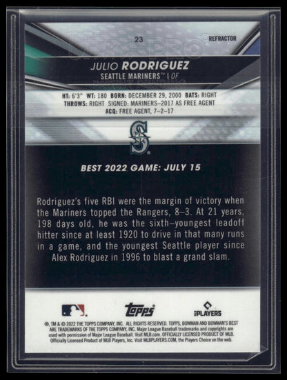 2022 Bowman's Best #23 Julio Rodriguez Refractor