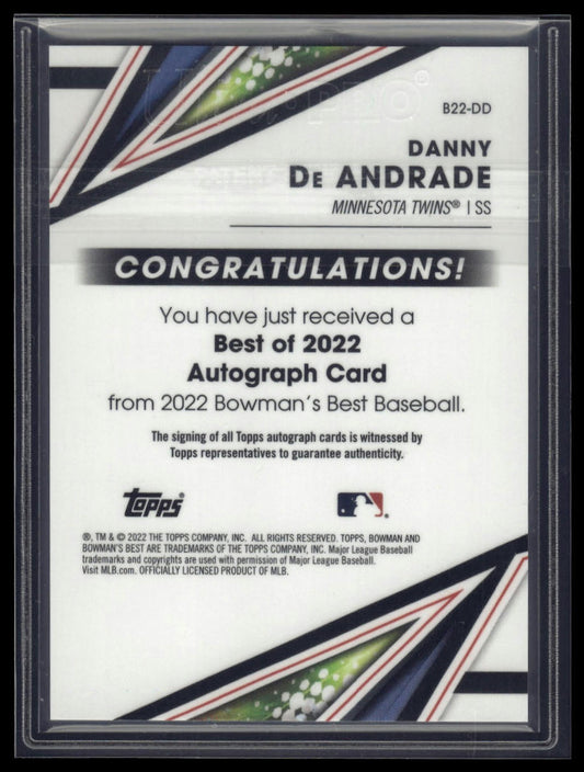 2022 Bowman's Best #B22-DD Danny De Andrade Best of 2022 Autographs Refractor