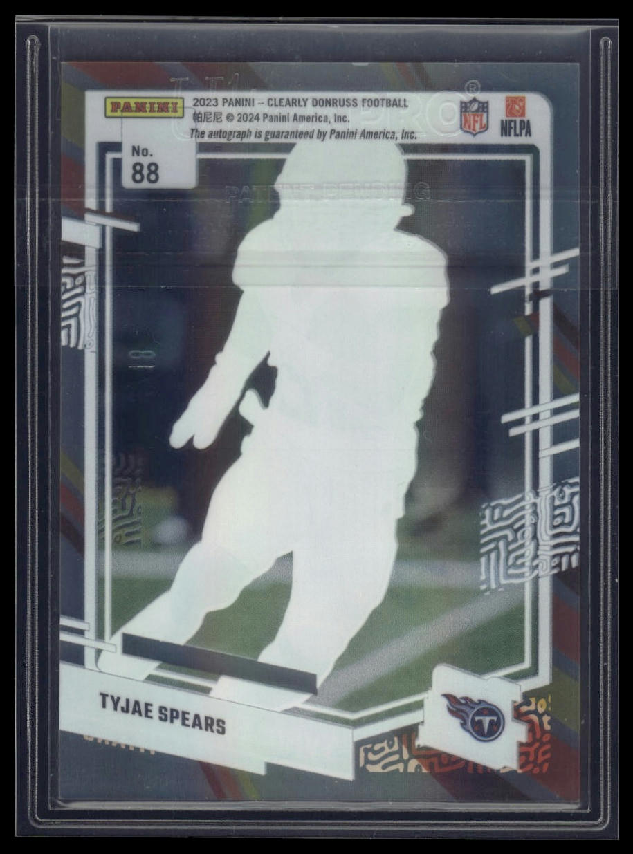 2023 Clearly Donruss #88 Tyjae Spears Rated Rookie Auto Vintage Stripes /18