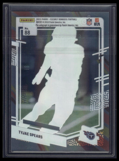 2023 Clearly Donruss #88 Tyjae Spears Rated Rookie Auto Vintage Stripes /18