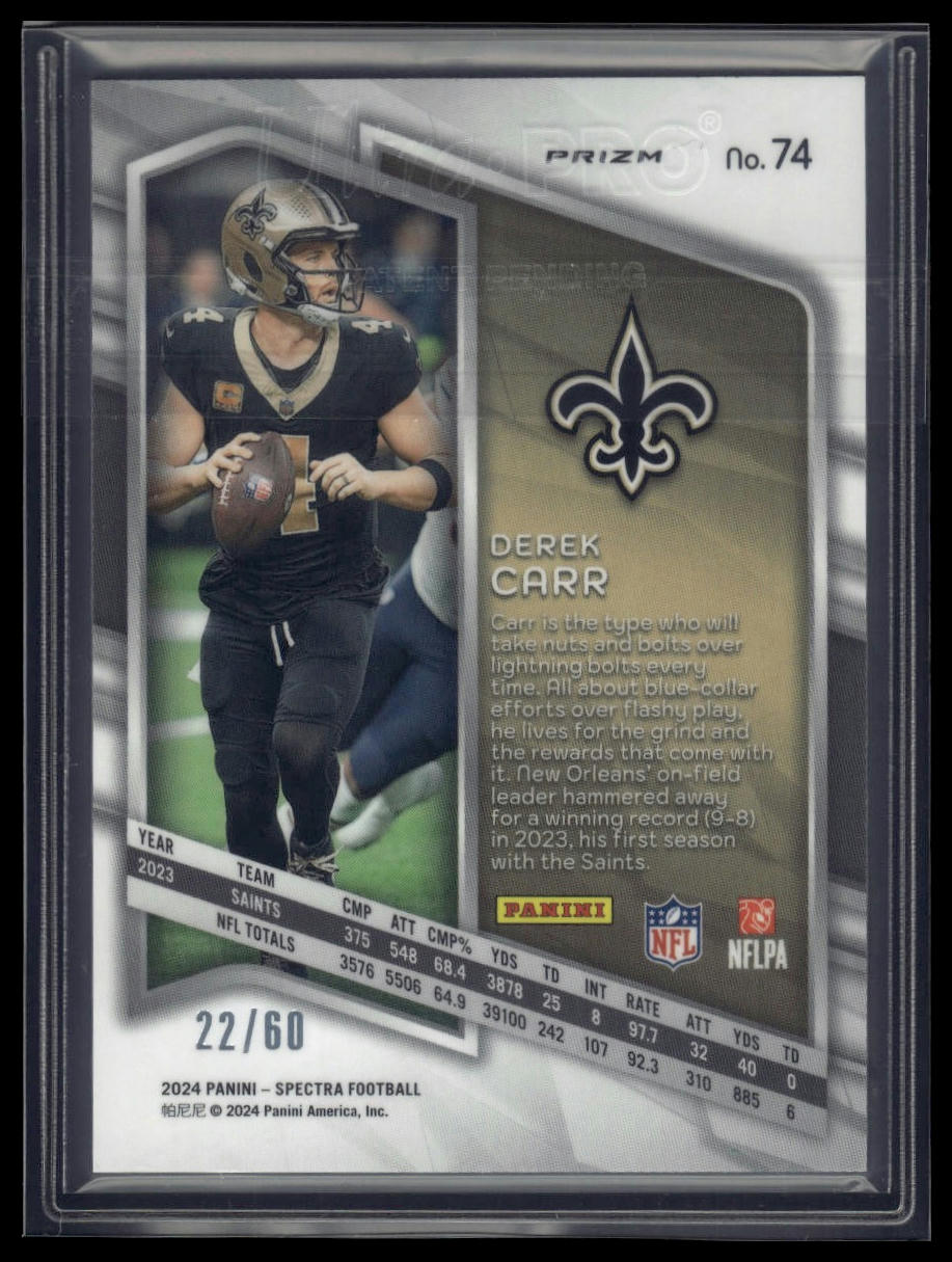2024 Panini Spectra #74 Derek Carr Interstellar #/60