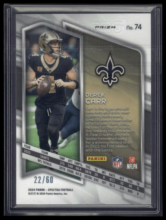 2024 Panini Spectra #74 Derek Carr Interstellar #/60