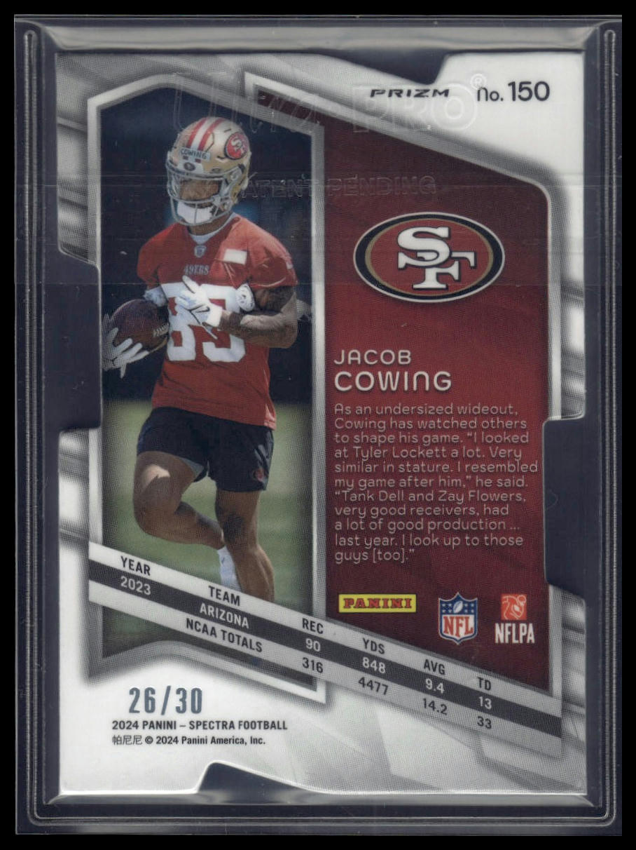 2024 Panini Spectra #150 Jacob Cowing Neon Green Die Cut #/30