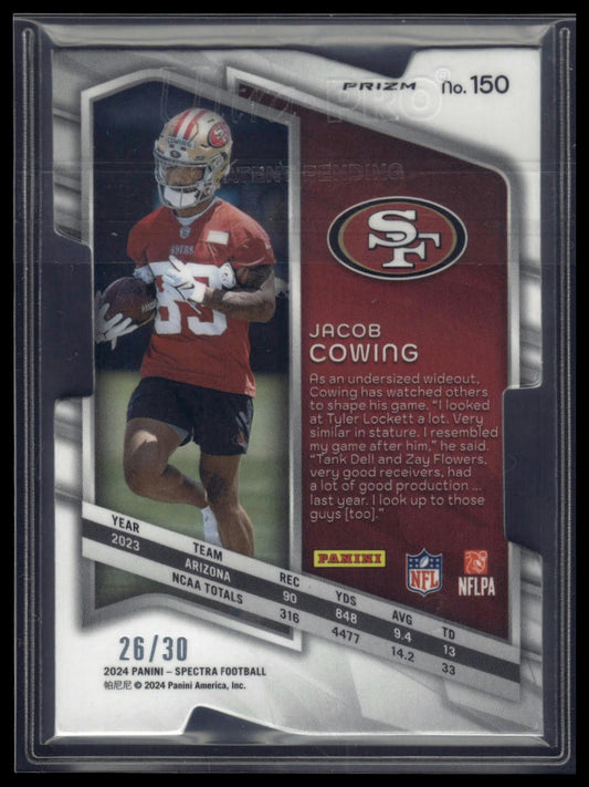 2024 Panini Spectra #150 Jacob Cowing Neon Green Die Cut #/30