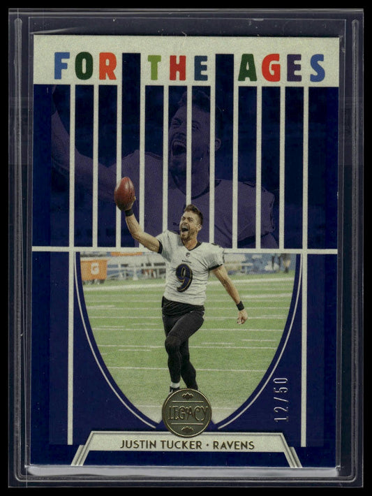 2022 Panini Legacy #FA-17 Justin Tucker For the Ages Blue #/50