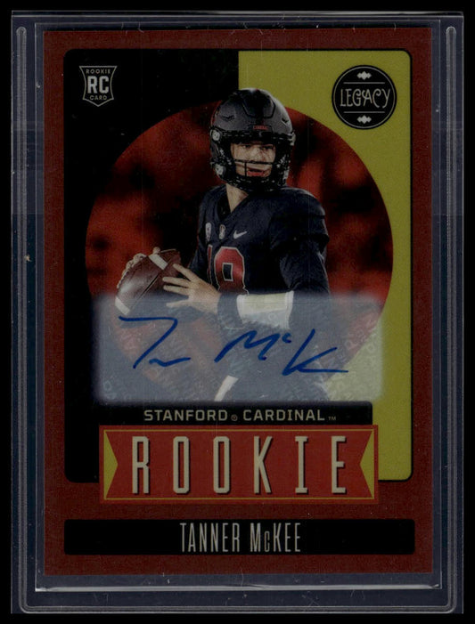 2023 Panini Legacy #156 Tanner McKee Rookies Premium Penmanship Ruby #/50