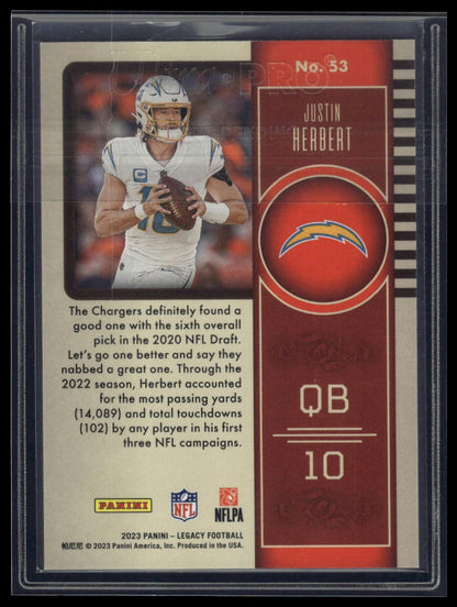 2023 Panini Legacy #53 Justin Herbert Blue #/50