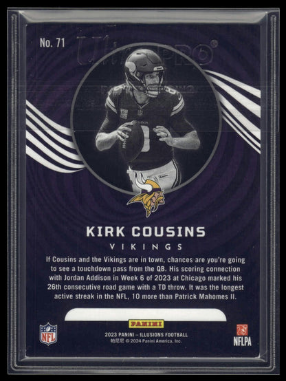 2023 Panini Illusions #71 Kirk Cousins Light Blue Trophy Collection #/199