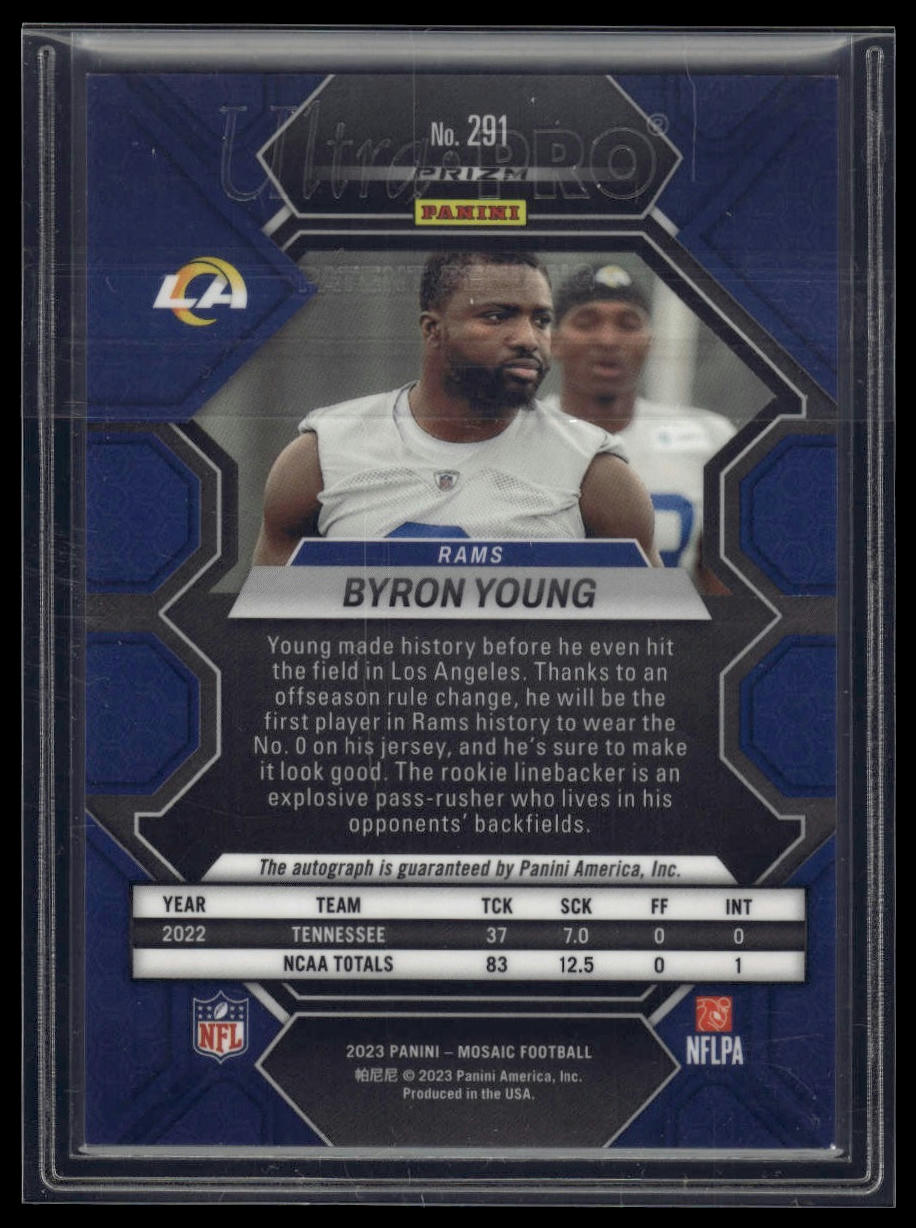 2023 Panini Mosaic #291 Byron Young Rookie Autographs Mosaic