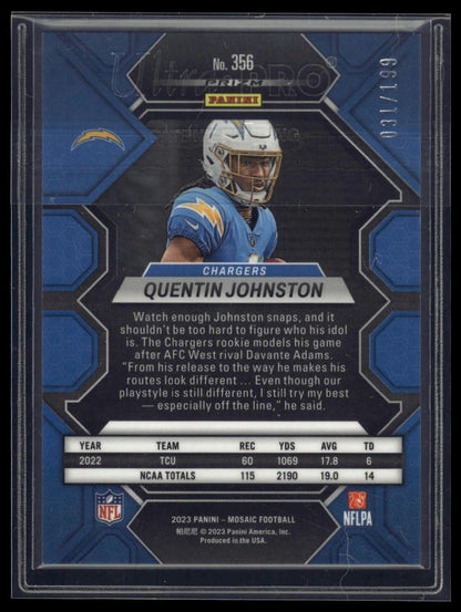 2023 Panini Mosaic #356 Quentin Johnston Orange Mosaic #/199