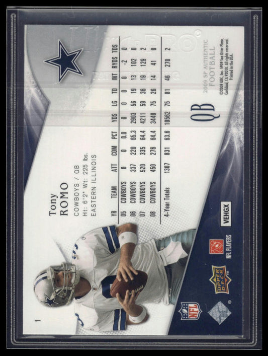 2009 SP Authentic #1 Tony Romo