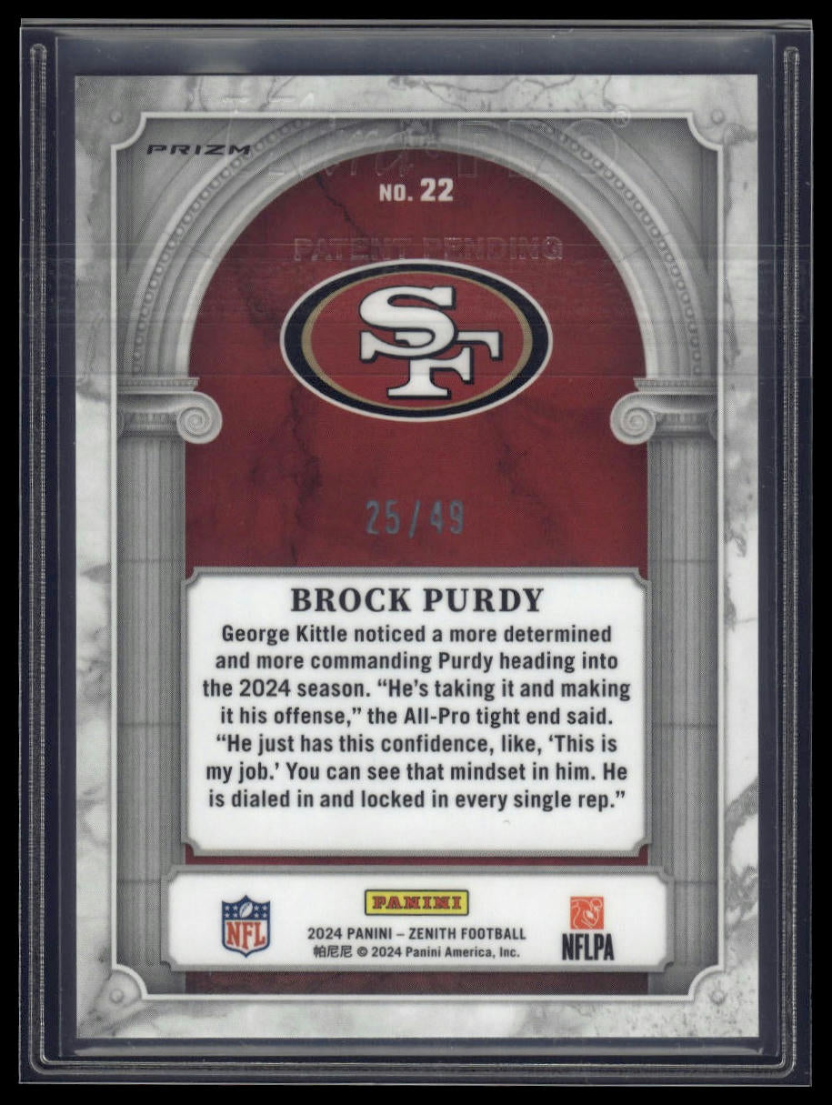 2024 Panini Zenith #22 Brock Purdy Z Marquee Red #/49