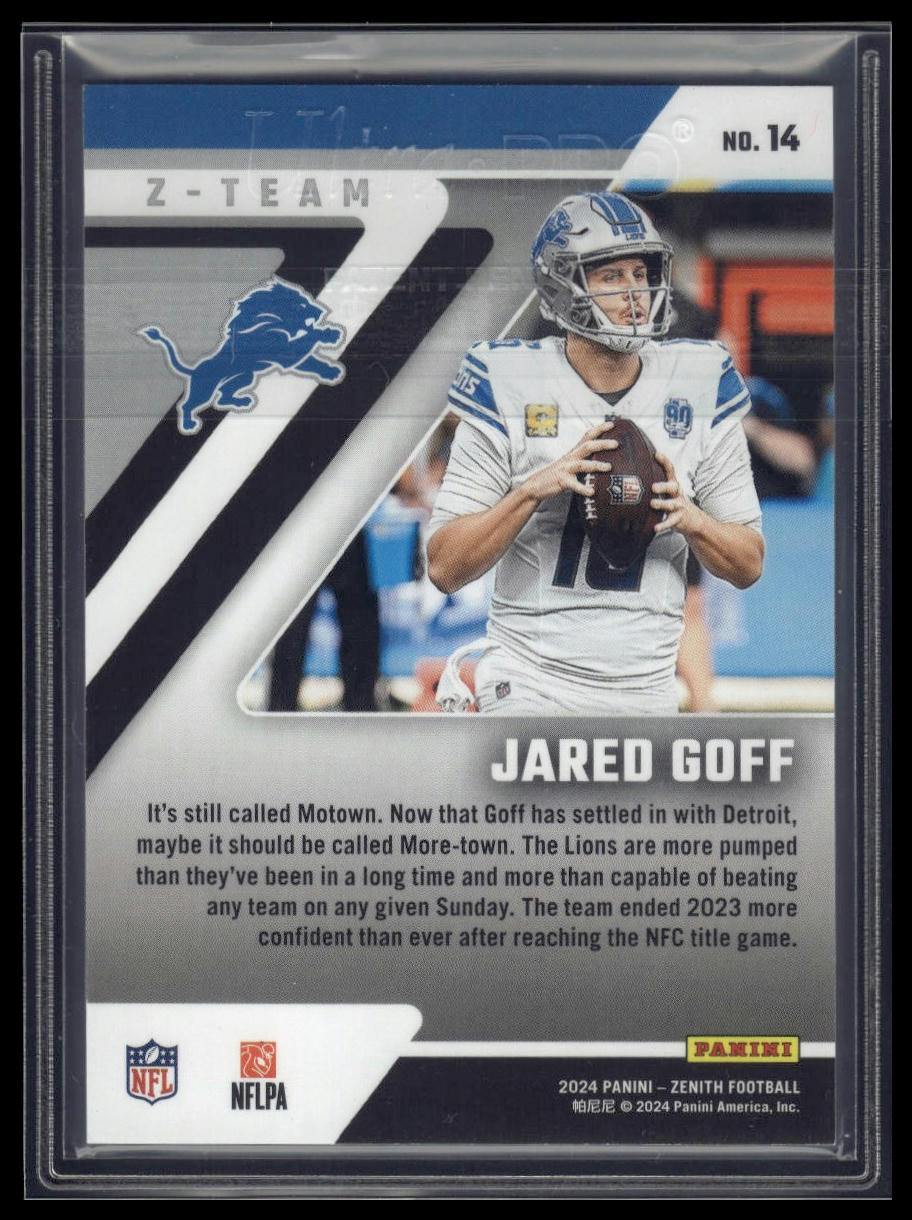 2024 Panini Zenith #14 Jared Goff Z-Team Red #/50