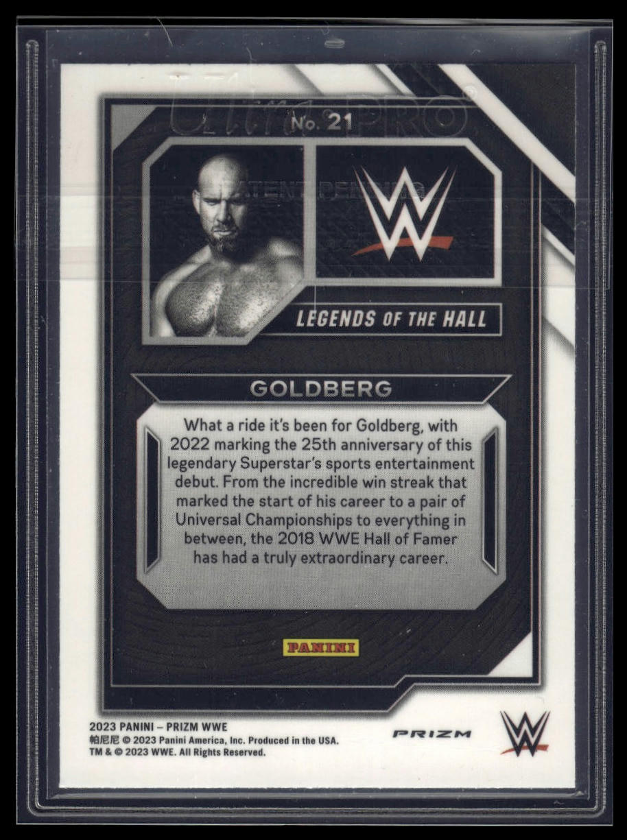 2023 Panini Prizm WWE #21 Goldberg Legends of the Hall Prizms Under Card