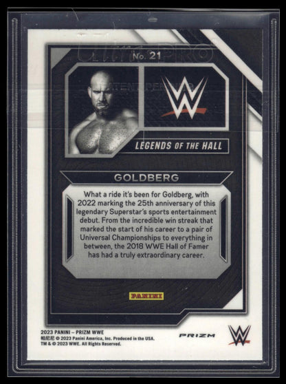 2023 Panini Prizm WWE #21 Goldberg Legends of the Hall Prizms Under Card
