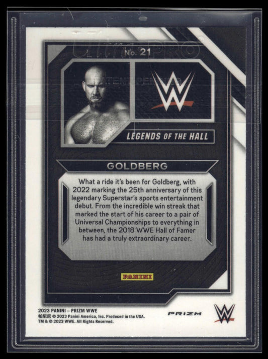 2023 Panini Prizm WWE #21 Goldberg Legends of the Hall Prizms Under Card