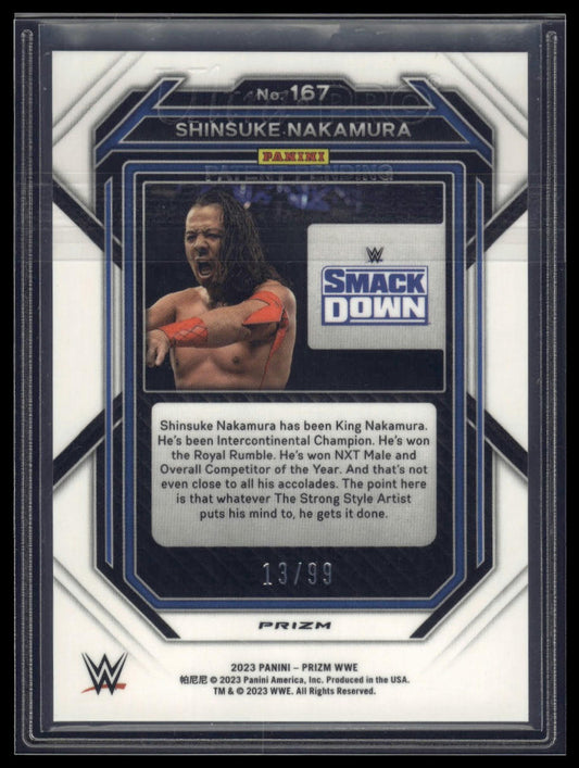 2023 Panini Prizm WWE #167 Shinsuke Nakamura Under Card Red #/99