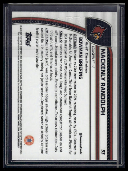 2024-25 Bowman University Chrome #53 Mackenly Randolph Blue Reptilian /150