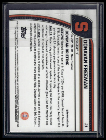 2024-25 Bowman University Chrome #21 Donavan Freeman Green Refractor #/99