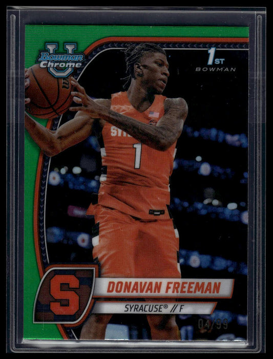 2024-25 Bowman University Chrome #21 Donavan Freeman Green Refractor #/99