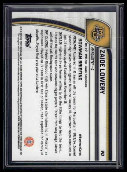 2024-25 Bowman University Chrome #90 Zaide Lowery Green Reptilian Refractor #/75
