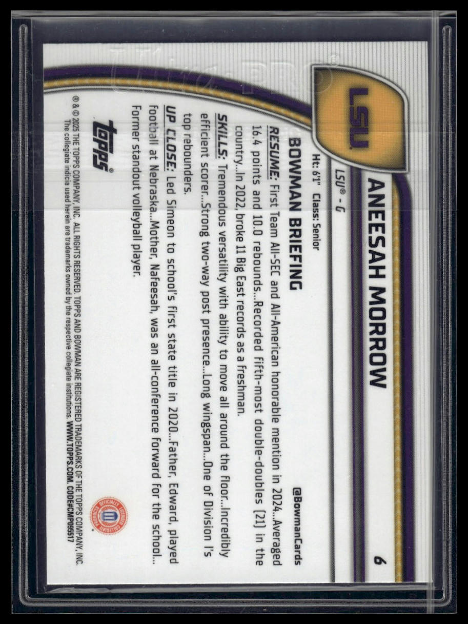 2024-25 Bowman University Chrome #6 Aneesah Morrow Green Shimmer Refractor