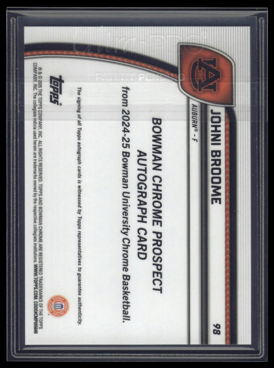 2024-25 Bowman University Chrome #98 Johni Broome Prospects Autographs