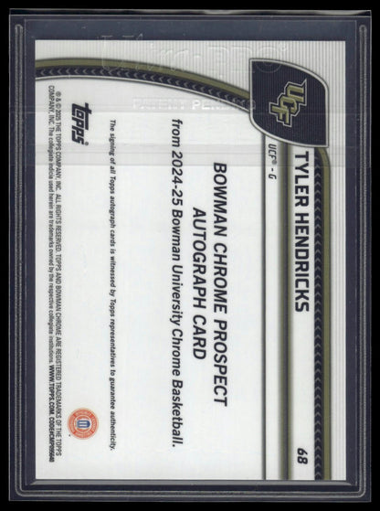 2024-25 Bowman University Chrome #68 Tyler Hendricks Auto Blue Reptilian /150