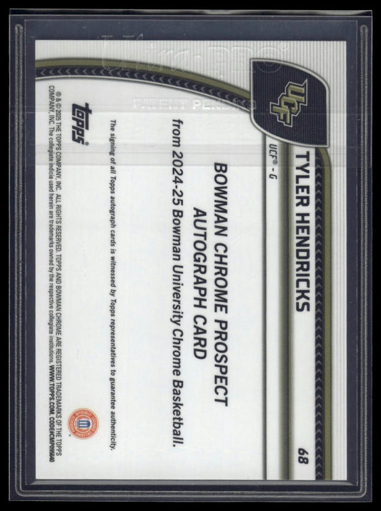 2024-25 Bowman University Chrome #68 Tyler Hendricks Auto Blue Reptilian /150