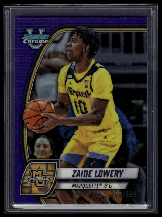 2024-25 Bowman University Chrome #90 Zaide Lowery Purple Refractor #/399
