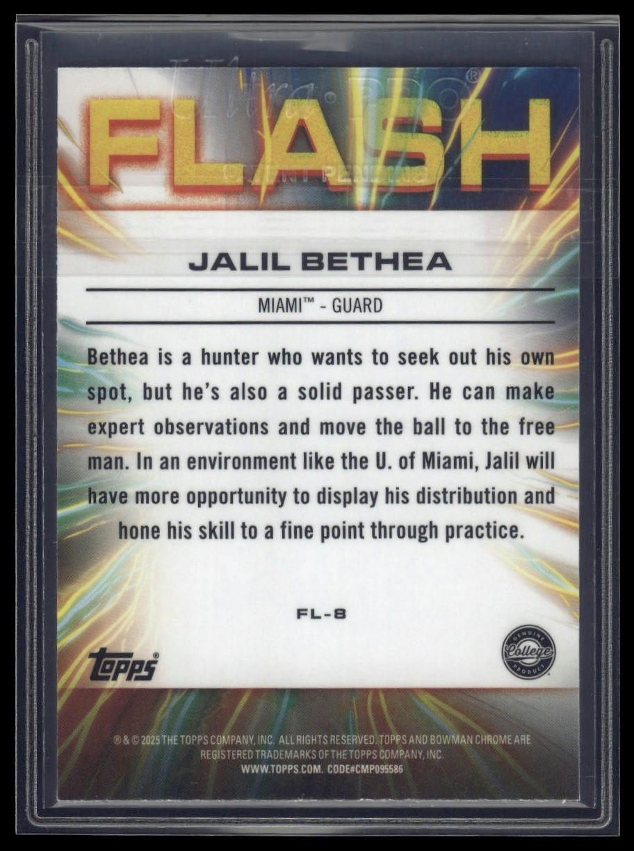 2024-25 Bowman University Chrome #FL-8 Jalil Bethea Flash Blue Refractor #/150