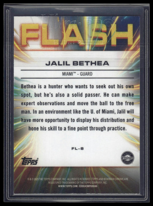 2024-25 Bowman University Chrome #FL-8 Jalil Bethea Flash Blue Refractor #/150