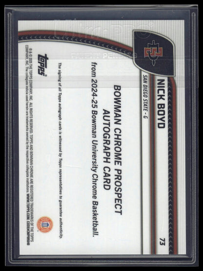 2024-25 Bowman University Chrome #73 Nicholas Boyd Prospects Autographs