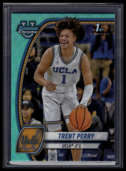 2024-25 Bowman University Chrome #67 Trent Perry Aqua Wave Refractor #/299