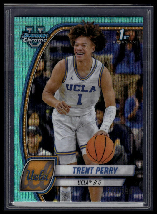 2024-25 Bowman University Chrome #67 Trent Perry Aqua Wave Refractor #/299