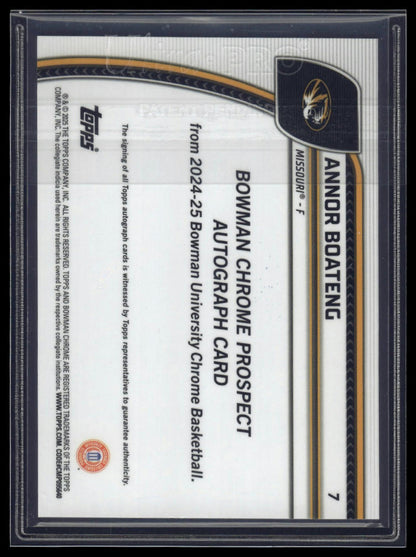 2024-25 Bowman University Chrome #7 Annor Boateng Autographs Stealth Refractor