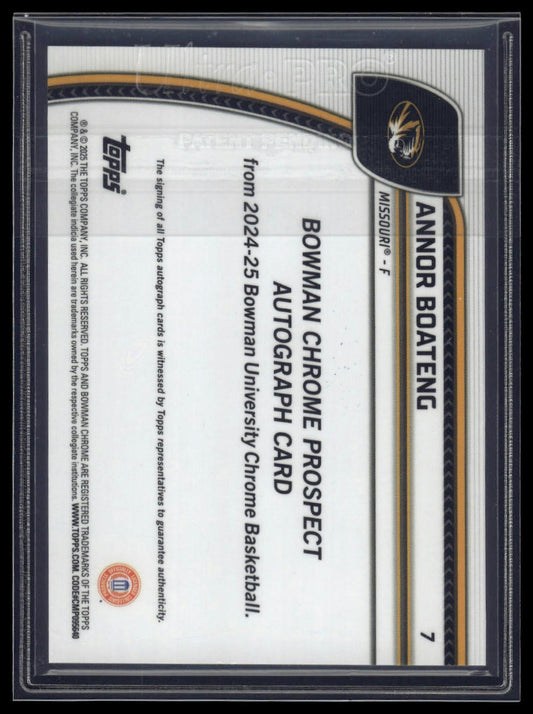 2024-25 Bowman University Chrome #7 Annor Boateng Autographs Stealth Refractor