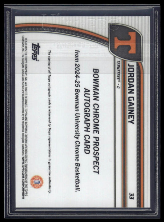 2024-25 Bowman University Chrome Jordan Gainey Auto Black and Gold Stealth /24