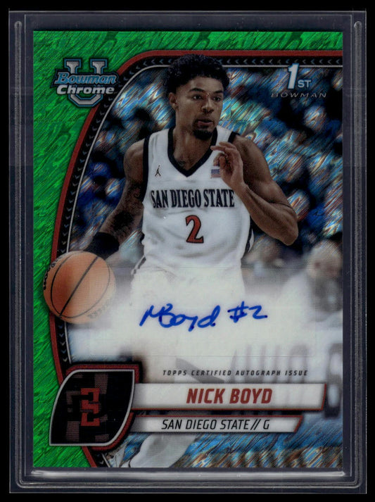 2024-25 Bowman University Chrome #73 Nicholas Boyd Prospects Auto Green Shimmer