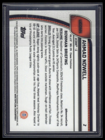 2024-25 Bowman University Chrome #2 Ahmad Nowell Black and White Stealth /48