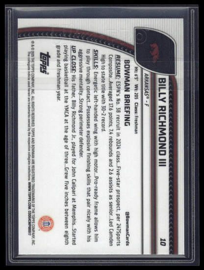 2024-25 Bowman University Chrome #10 Billy Richmond III Purple Refractor #/399